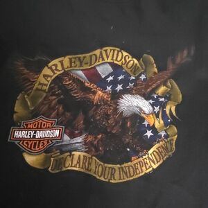 Harley-Davidson Black Tee with Eagle and Flag Design